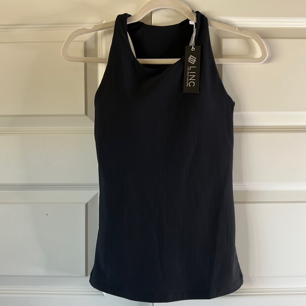Womens ribbed racer back active wear top with built in padding